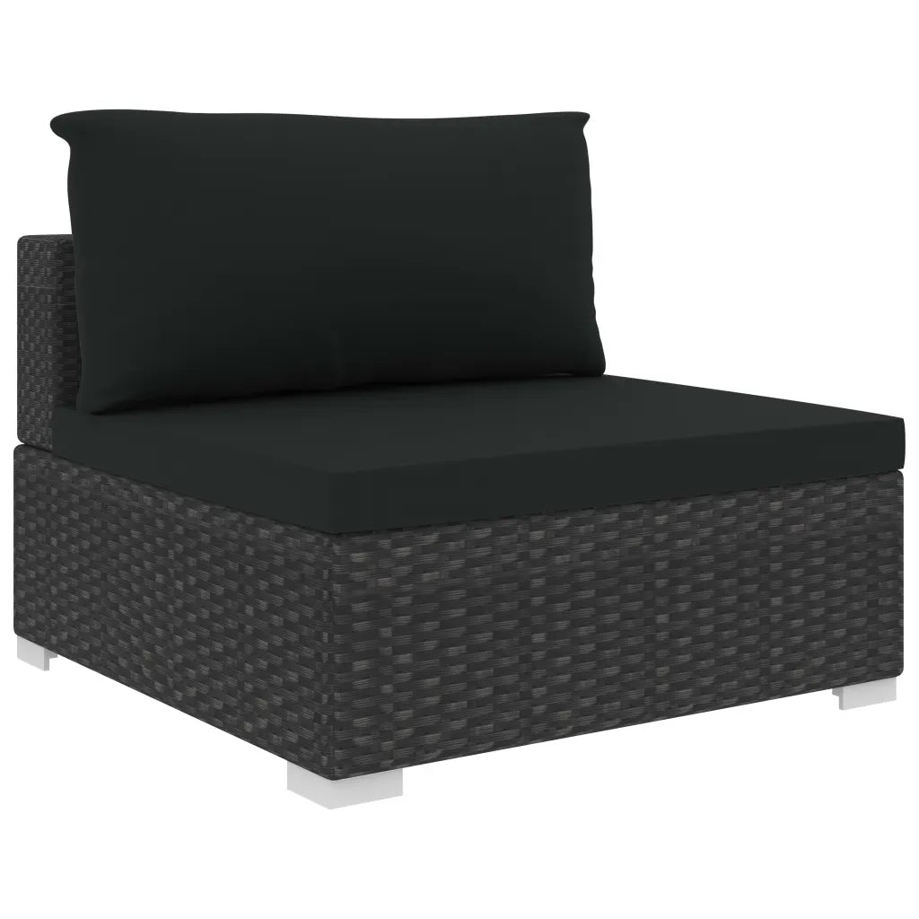 Set Divani da Giardino 5 pz con Cuscini in Polyrattan Nero 46784