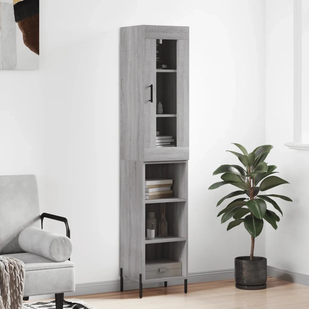 Credenza | Madia | Buffet da pranzo | Armadio da pranzo Grigio Sonoma 34,5x34x180 cm in Legno Multistrato