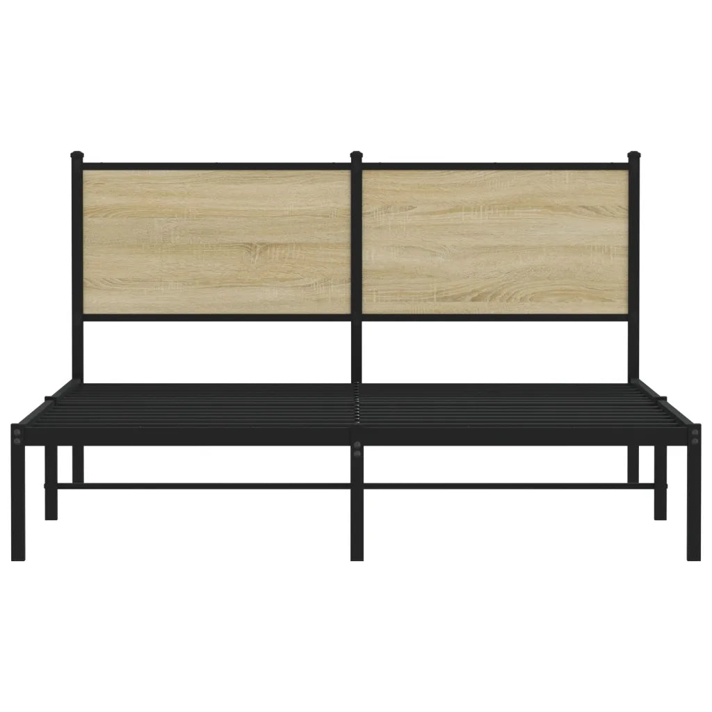 Letto matrimoniale | Letto per adulti | Giroletto senza Materaso in Metallo Rovere Sonoma 140x200 cm