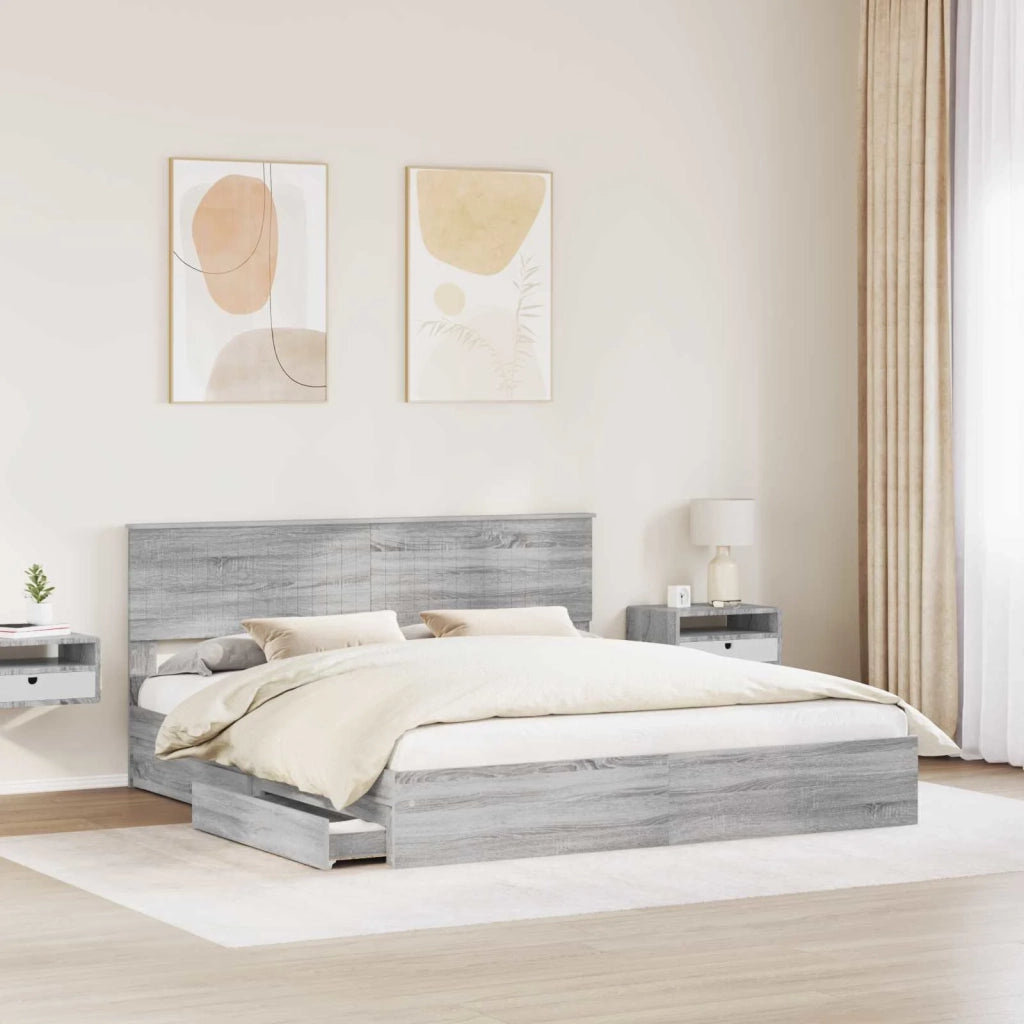 Letto con Contenitore con testiera Grigio Sonoma 180 x 200 cm 3410775