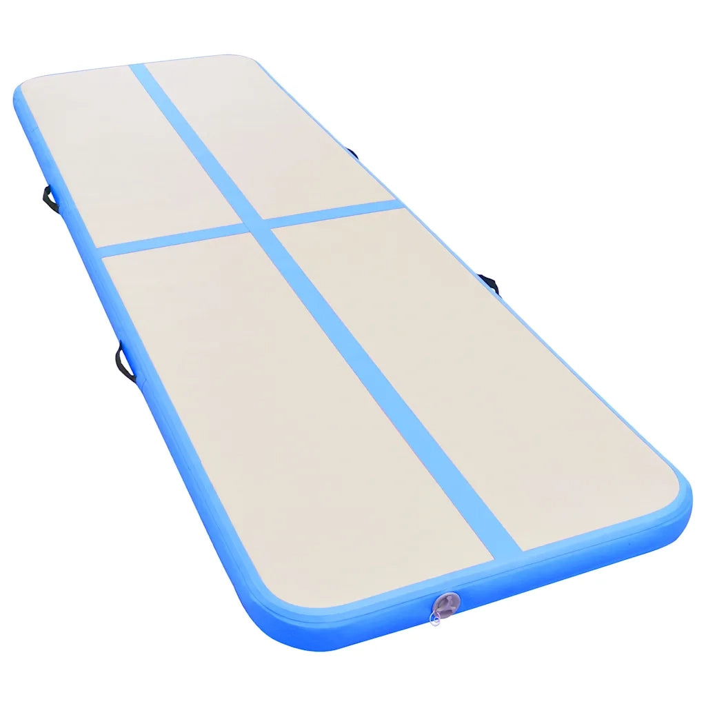 Tappetino Ginnastica Gonfiabile con Pompa 800x100x10 cm PVC Blu 91928