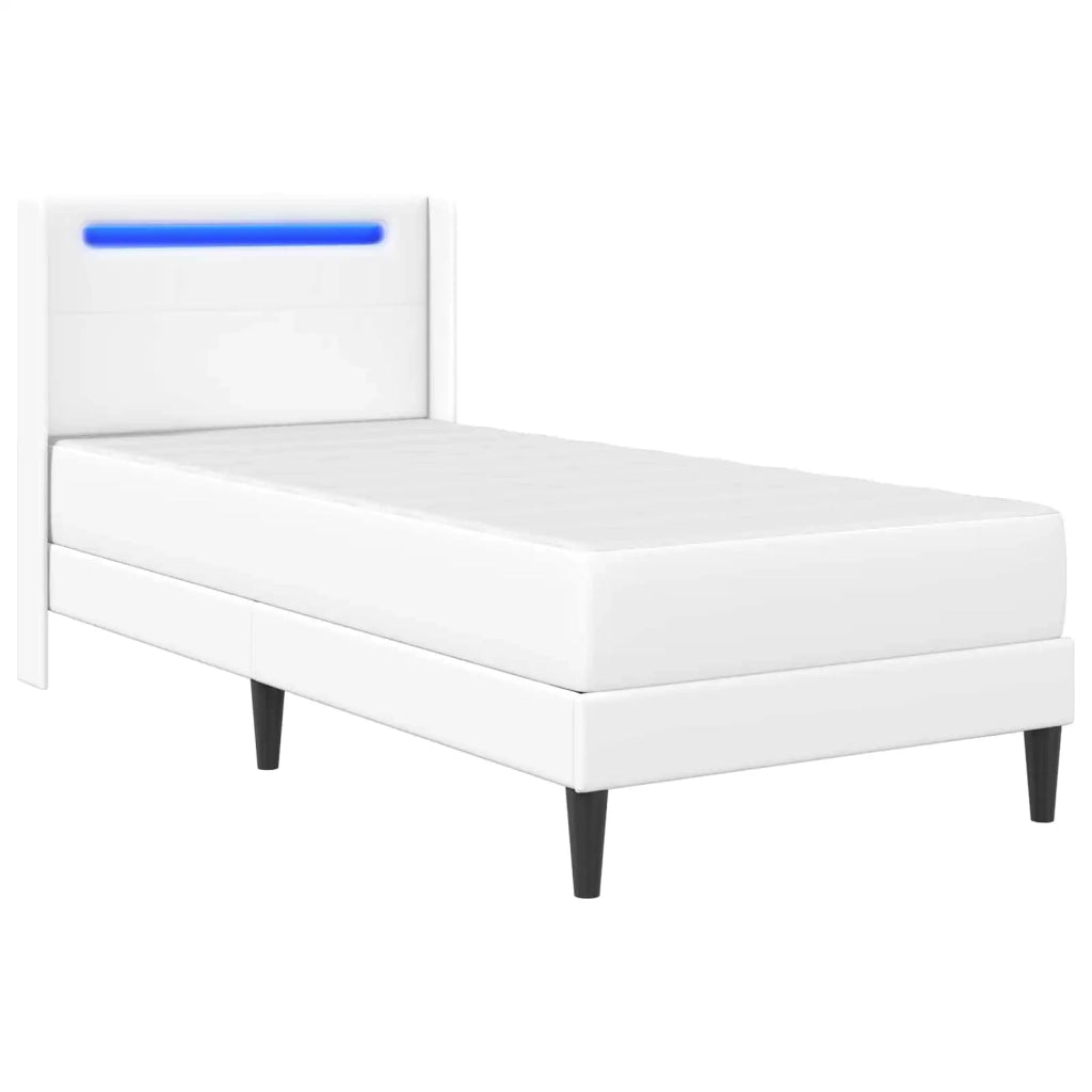 Letto singolo | Letto per adulti | Struttura letto con materasso Bianco 100 x 200 cm Similpelle