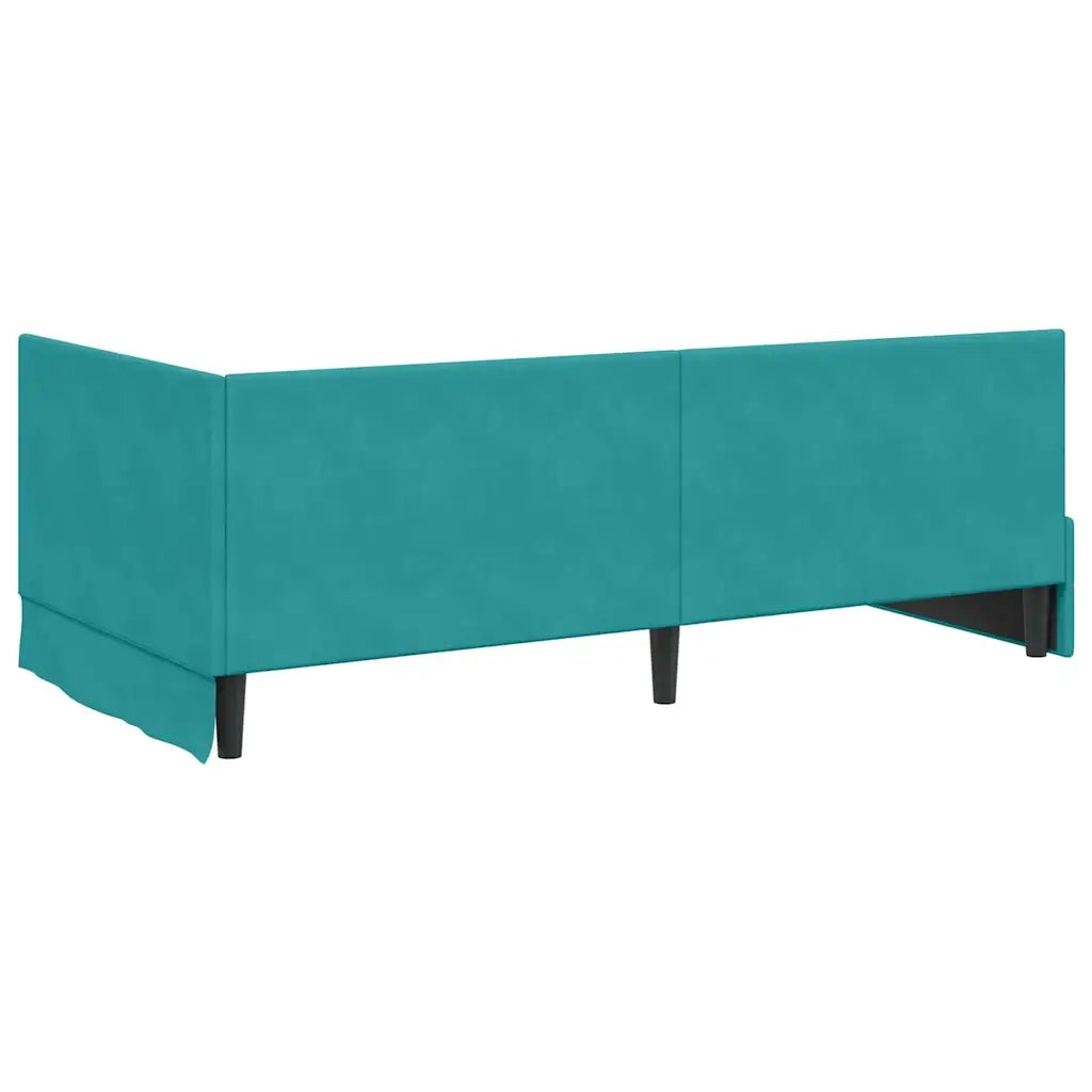 Letto singolo | Letto per adulti | Struttura Letto Angolare con Materasso 2 pcs Turchese Velluto