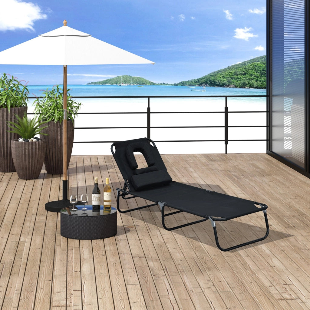 Chaise Longue Pieghevole per Giardino ¨C Minimal ¨C Nero