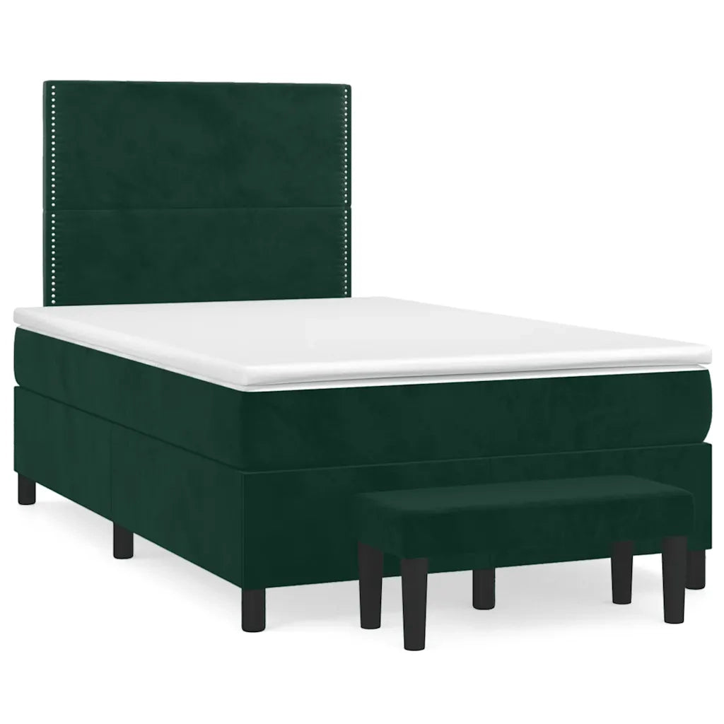 Giroletto a Molle con Materasso Verde Scuro 120x190 cm Velluto