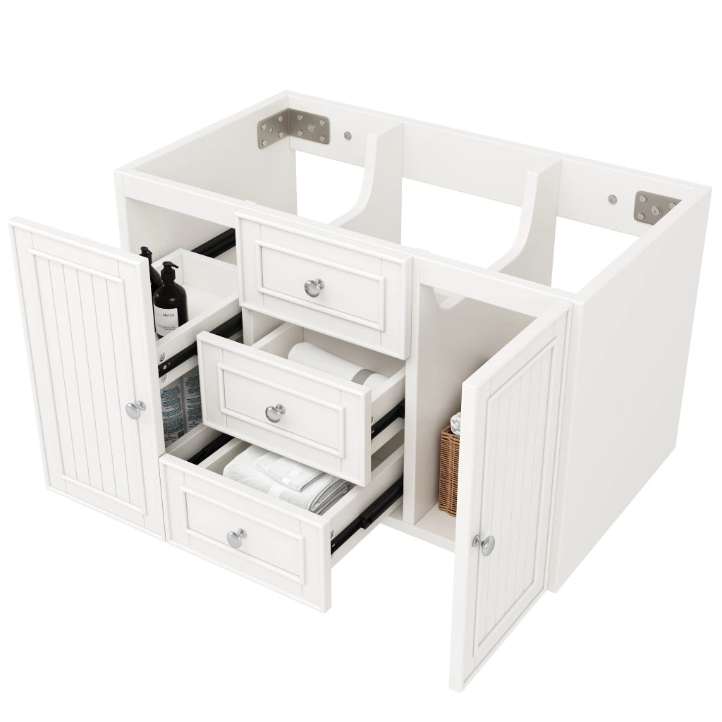 Mobile sottolavabo con 2 cassetti e vano; per bagno; in MDF; bianco; 78.5×46×46.8 cm