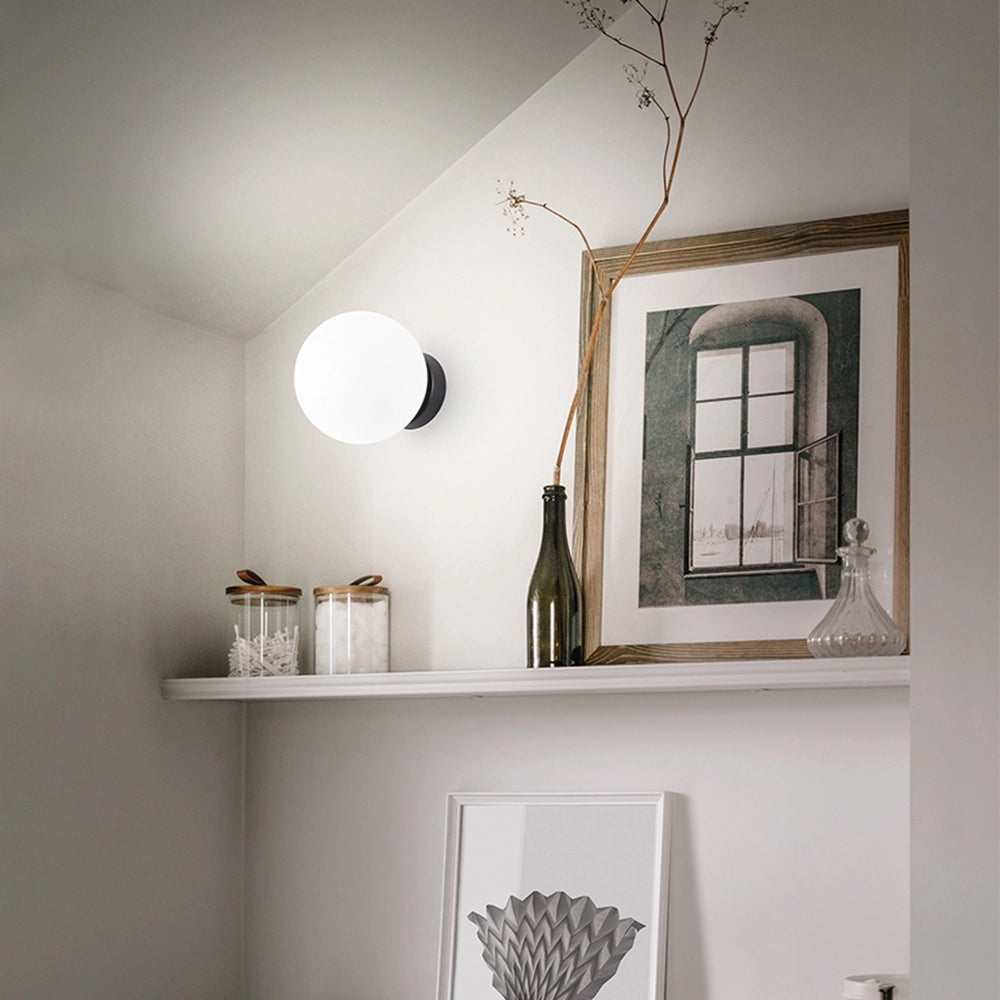 Applique Contemporanea Maga Metallo Nero Vetro 1 Luce E14