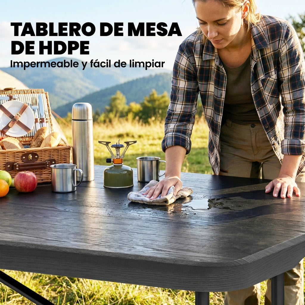 Set da Campeggio Pieghevole 5 Pezzi ¨C Xylo ¨C Tavolo Pieghevole con Sedie HDPE Impermeabile Telaio Metallo