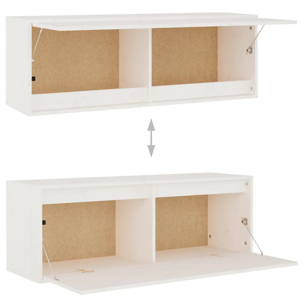 Mobili TV 4 pz Bianchi in Legno Massello di Pino 3100180