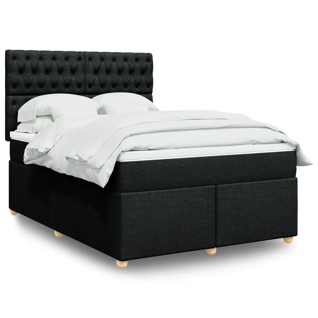 Giroletto a Molle con Materasso Nero 160x200 cm in Tessuto 3291340