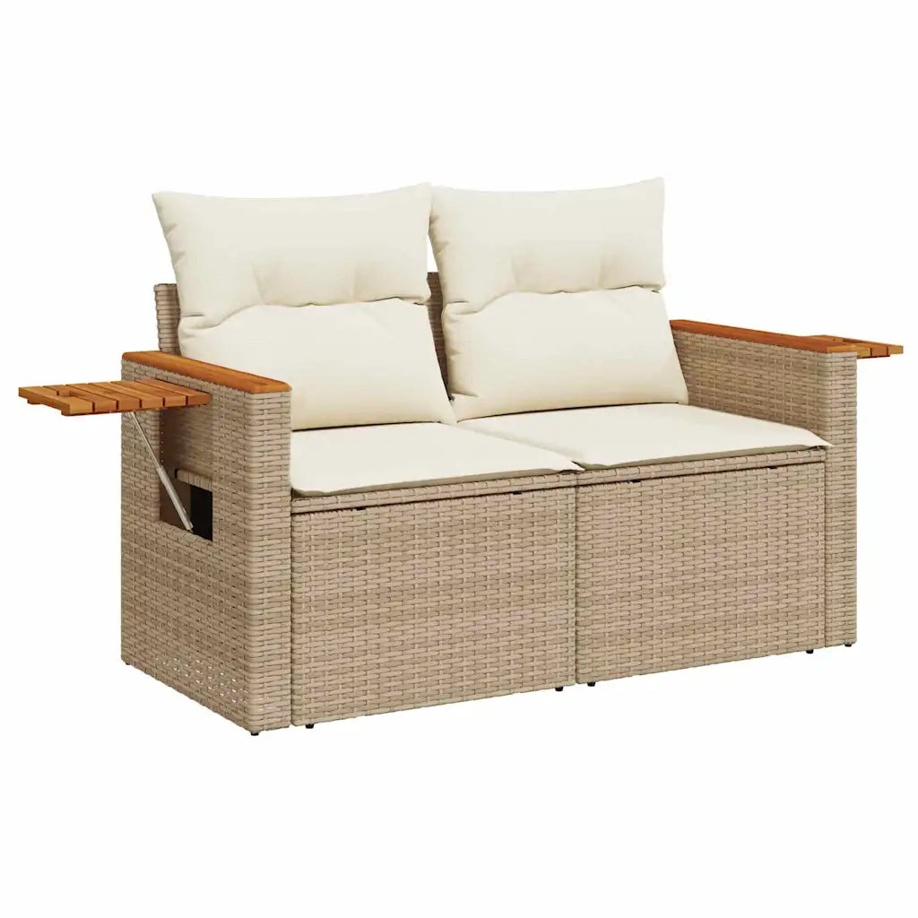 Set Divano da Giardino 11 pcs Beige e Crema polyrattan