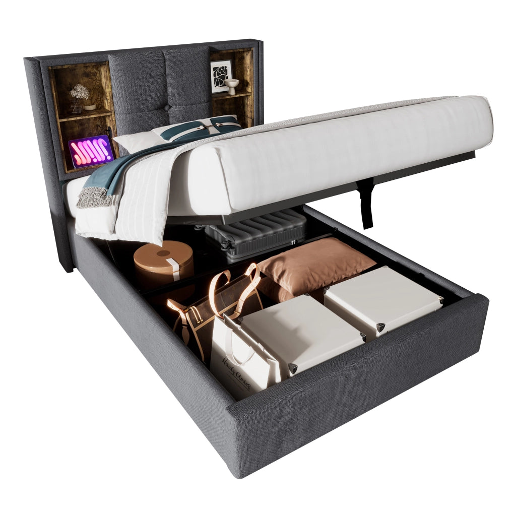 letto imbottito cotone grigio 90x200 cm