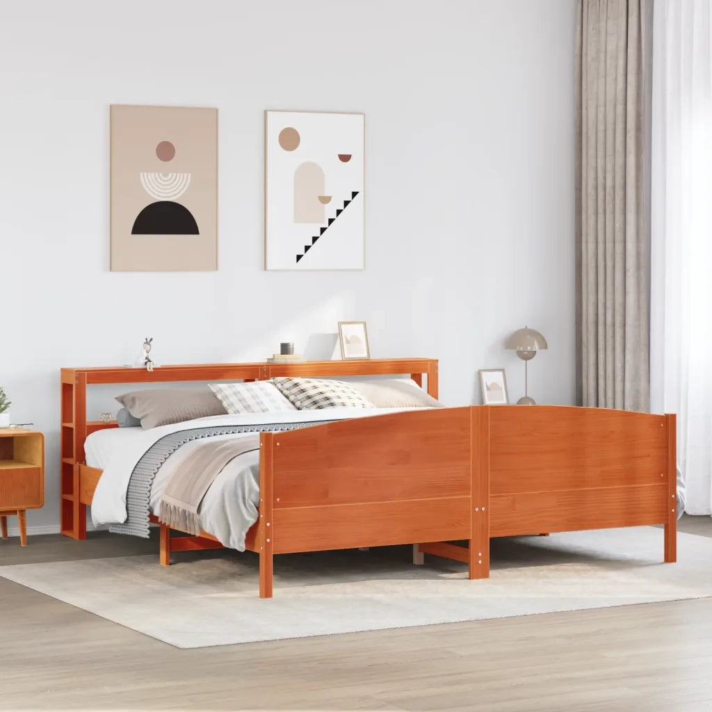 Letto senza Materasso Marrone Cera 200x200 cm in Legno di Pino 3306215