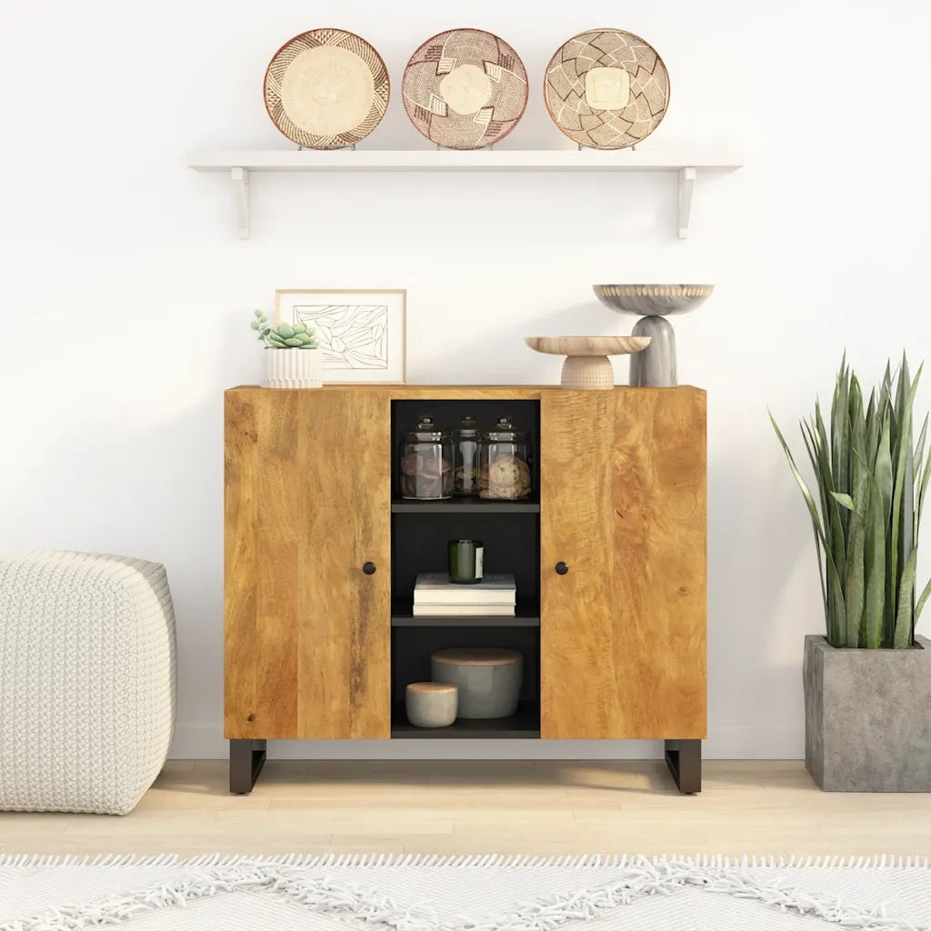 Credenza con 2 Ante-Buffet-Armadio da cucina 90x33x75 cm in Legno Massello di Mango 250843