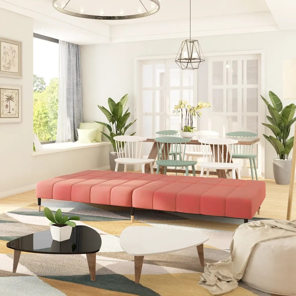 Divano Letto a 2 Posti Rosa in Velluto 375878