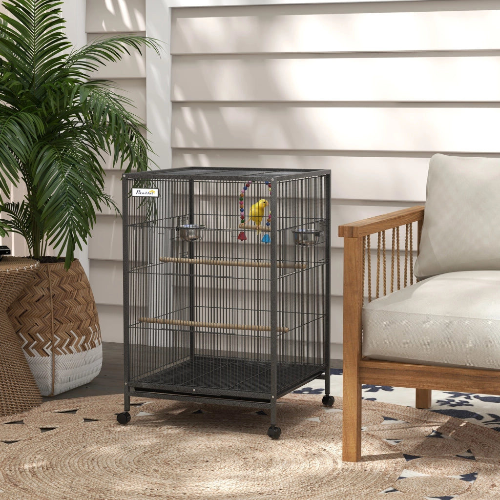 Gabbia per Uccelli con Ruote ¨C zephmum ¨C 48x46x78 cm Grigio
