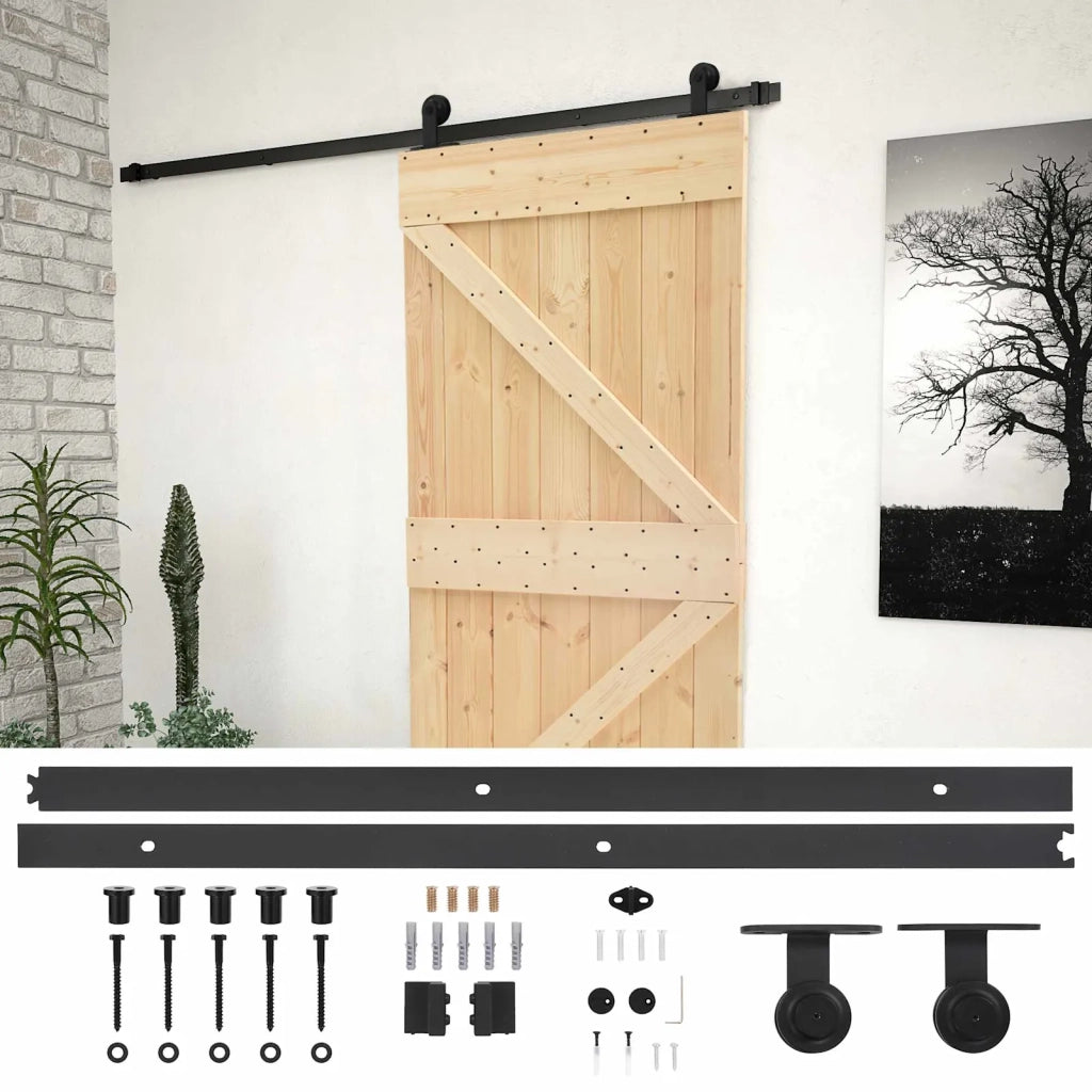 Porta scorrevole Naturale e Nero 100 x 210 cm 3444867