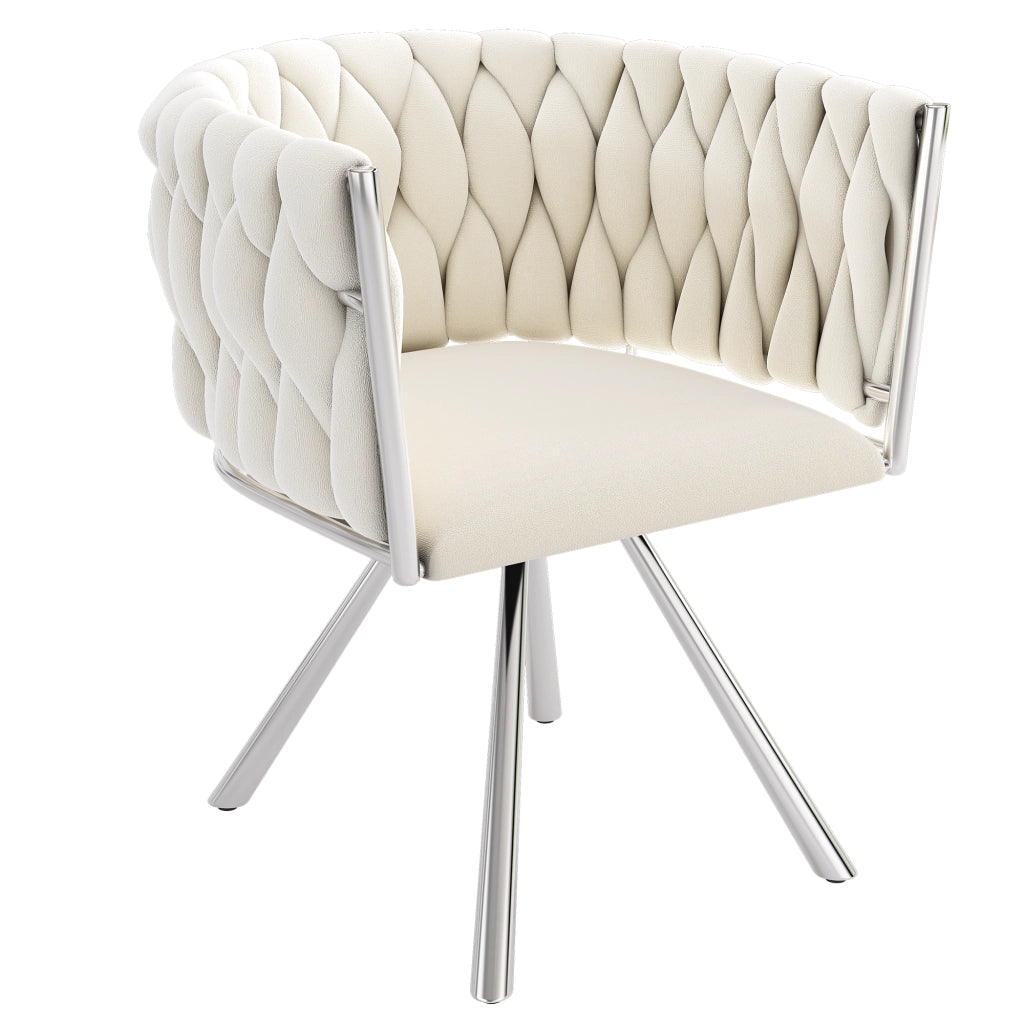 SEDIA Girevole 360° Set da 6 pezzi Beige in Velluto e Metallo