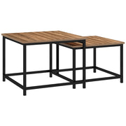 Set 2 Tavolini da Salotto ¨C Xylo ¨C Design Industriale Nero Acciaio Effetto Legno