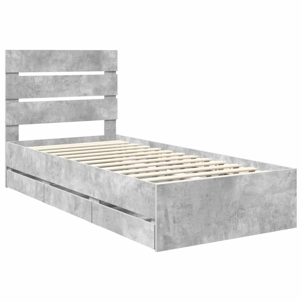 Struttura del letto con cassetto Grigio cemento 90 x 200 cm 3411860