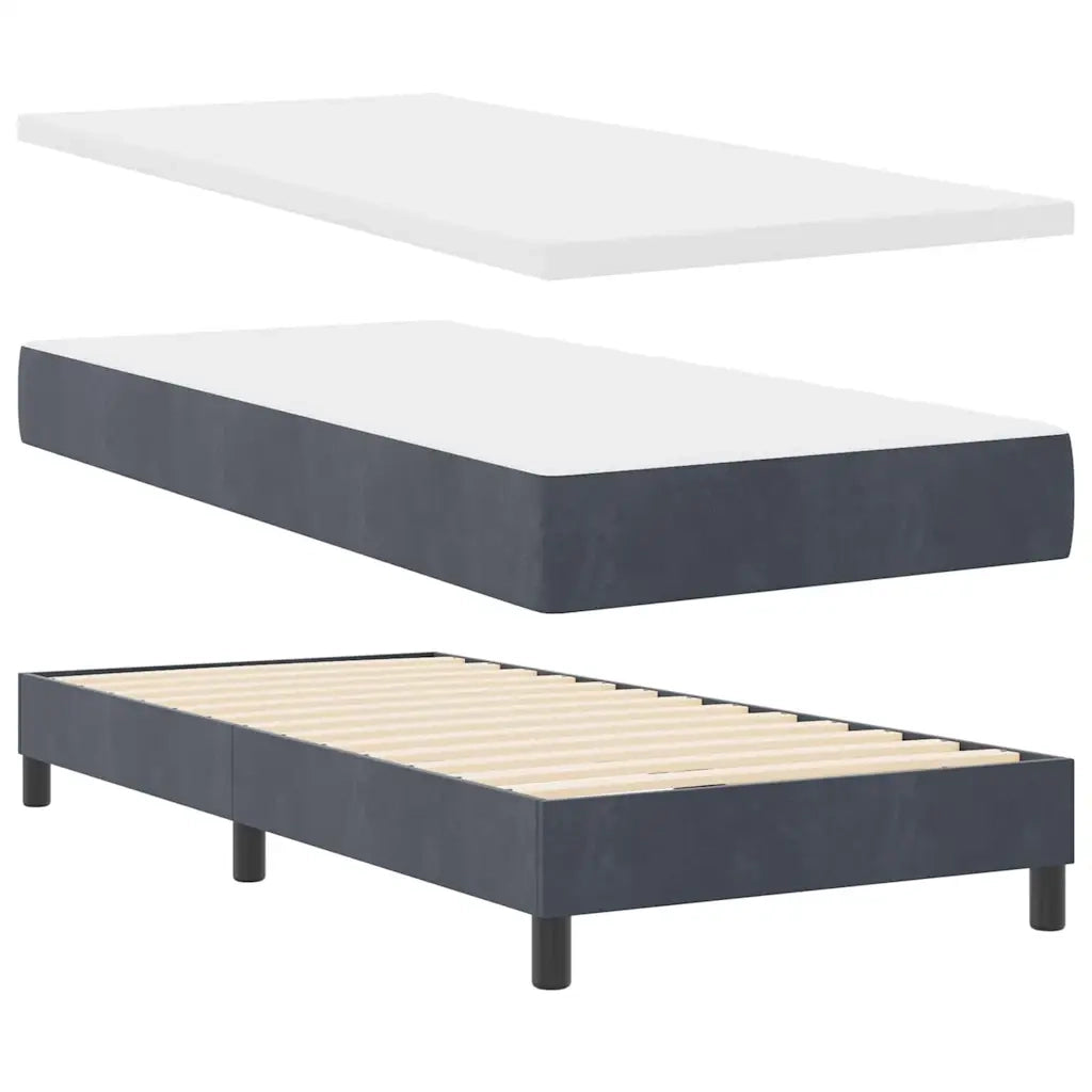 Letto a molle con materasso Grigio scuro 190 x 90 cm Poliestere