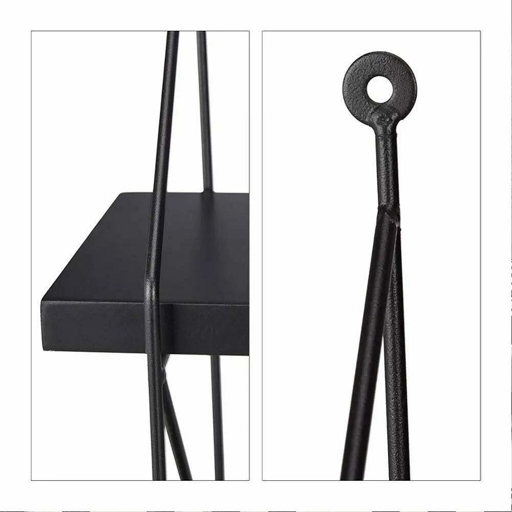 Trade Shop - Libreria Mensole Scaffale Parete Design Moderna Legno Metallo 2 Ripiani Nero -