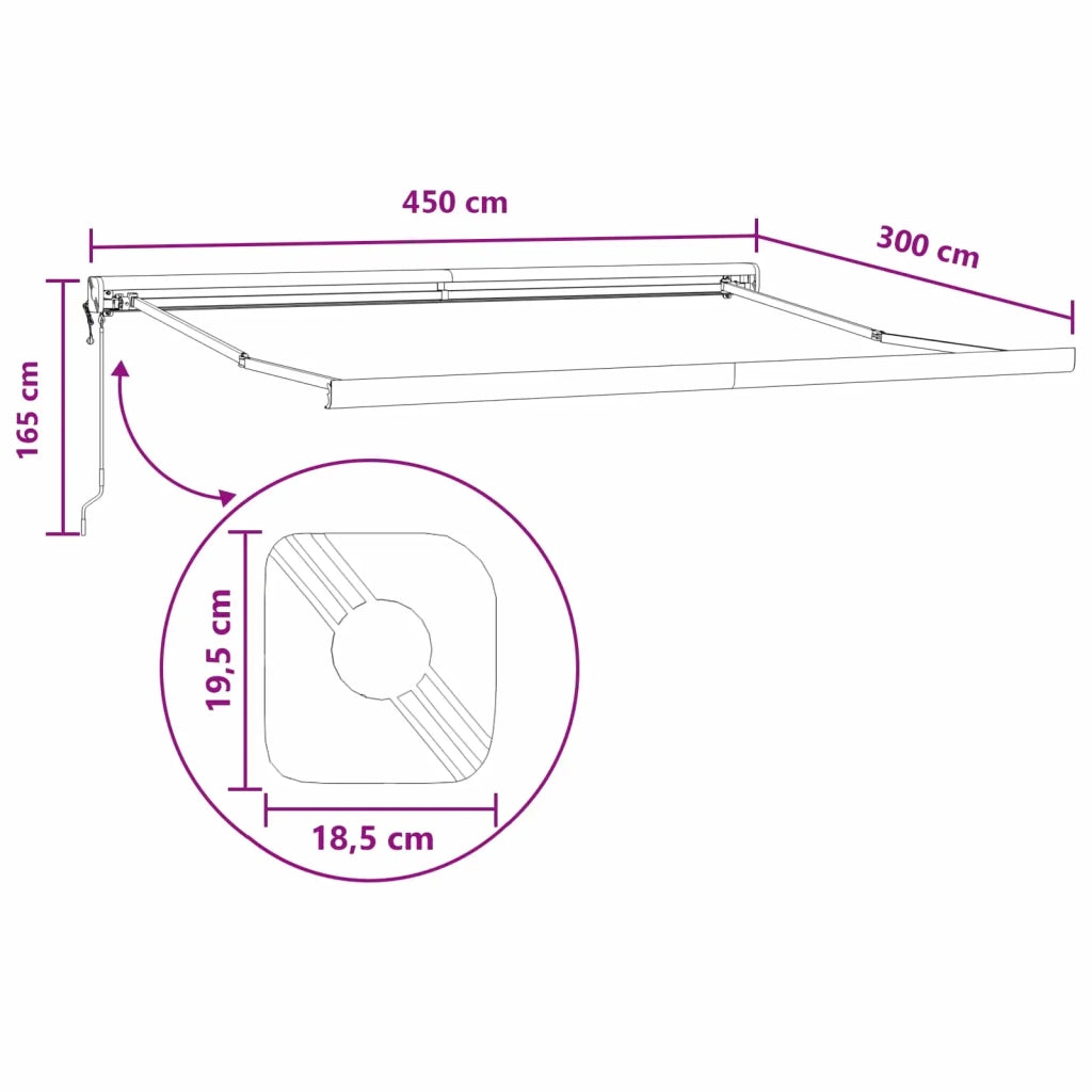 Tenda retrattile Tortora 450 × 300 cm Tessuto e Metallo 3426236