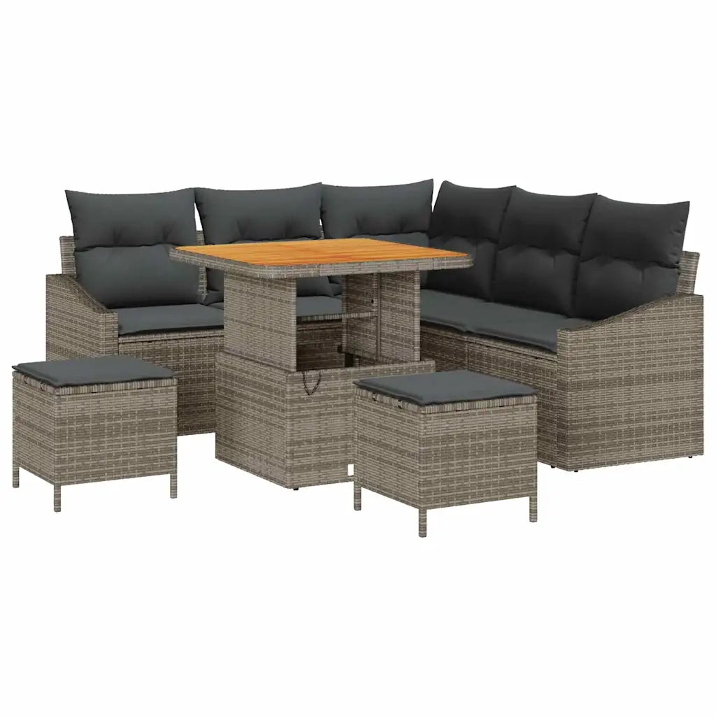 Set Divano da Giardino con cuscino 8 pcs Grigio Poly Rattan 3364603