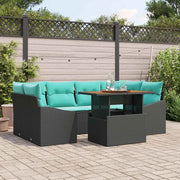 Set da Pranzo per Giardino con cuscino 7 pcs Nero e Verde acqua 3349794