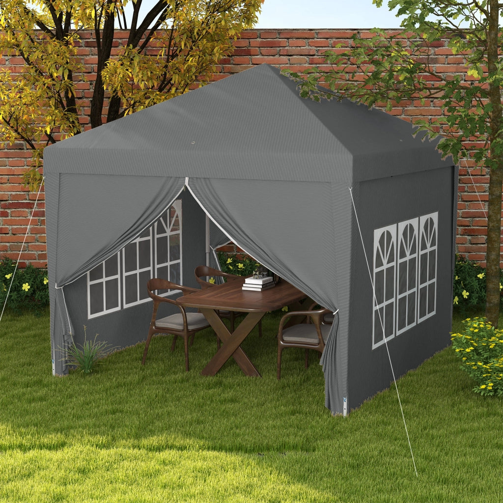 Gazebo da Esterno 3x3 m Pieghevole con 4 Pannelli Laterali. in Acciaio e Tessuto Oxford Grigio