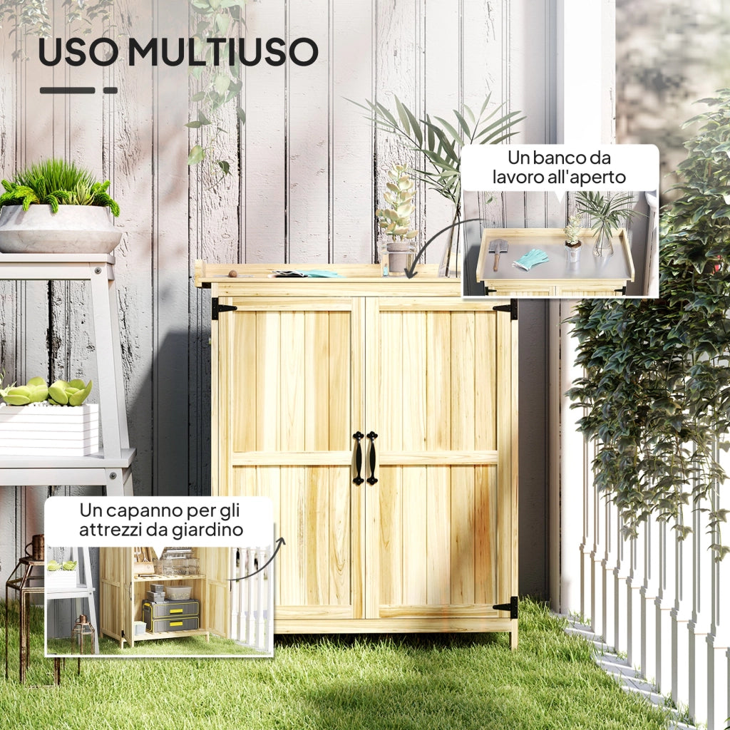 Armadietto da Esterno in Legno ¨C Xylo ¨C 2 Ante con Mensola per Giardino e Patio