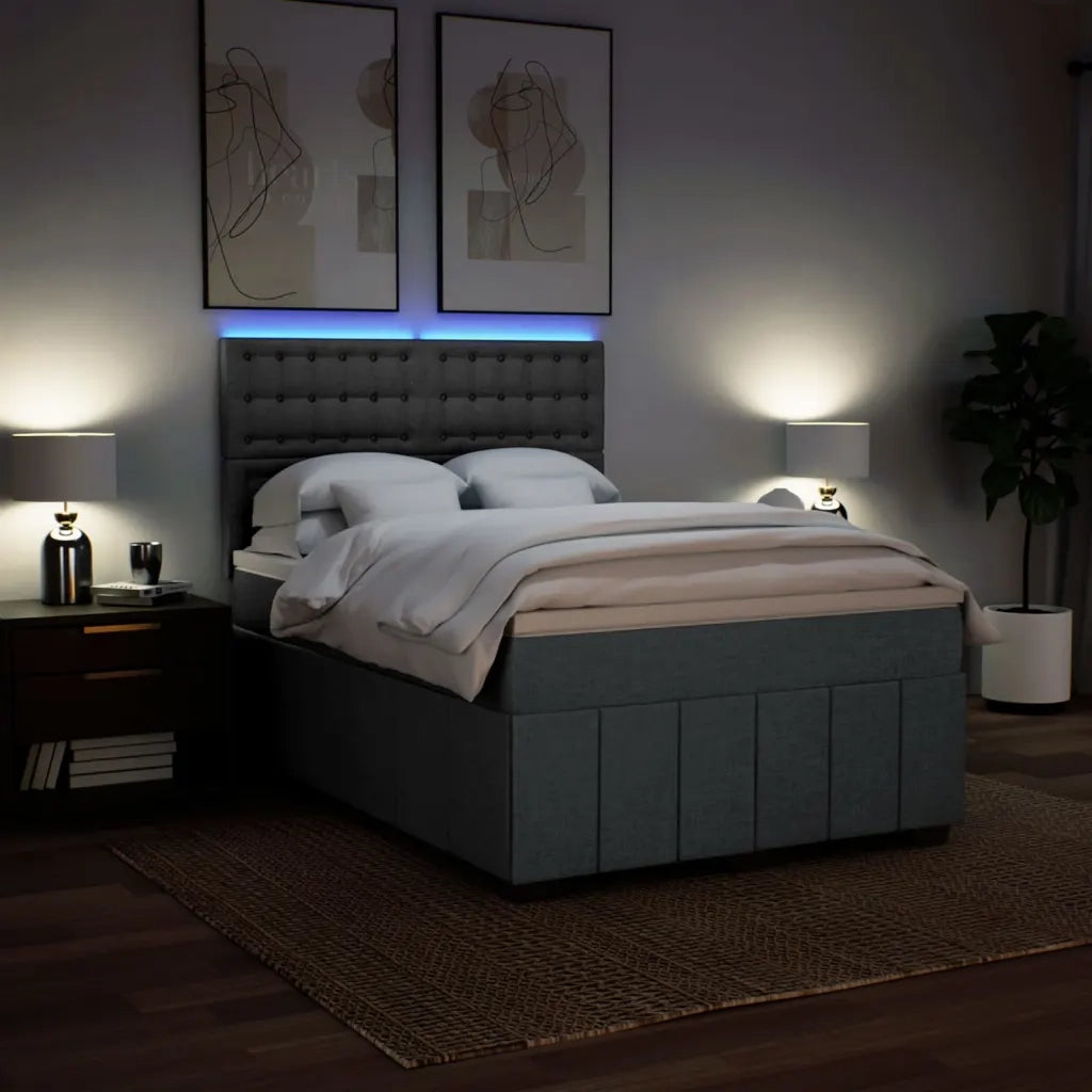 Giroletto a Molle con Materasso Grigio Scuro 140x190 cm Tessuto 3293978