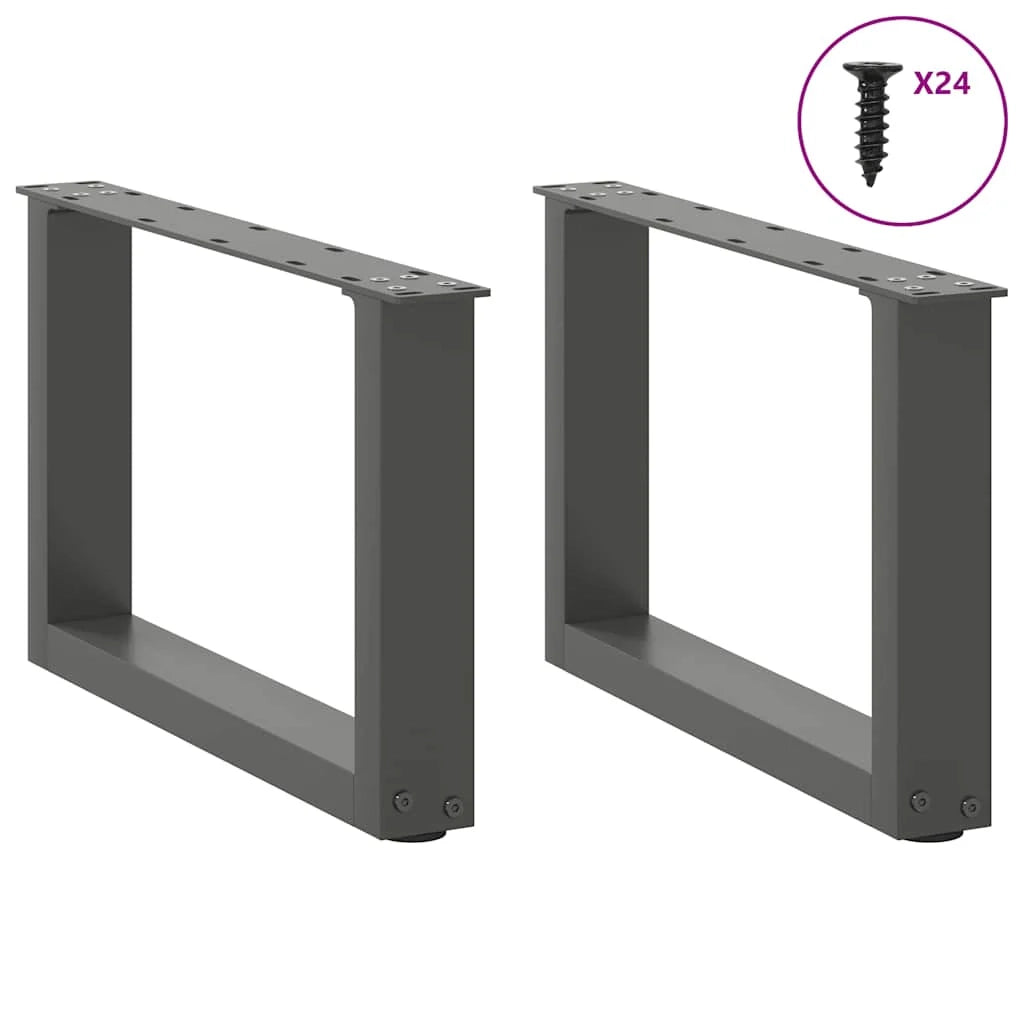 Set di 2 gambe per tavolino da caffè dal design moderno a forma di U 50 x 30 cm con livelli regolabili in acciaio antracite 02_0057378