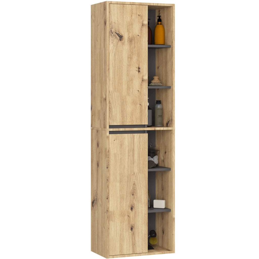 Colonna bagno sospesa VAMI Rovere Artisan, Grigio Grafite 50 cm 2 ante 50x30x170 cm