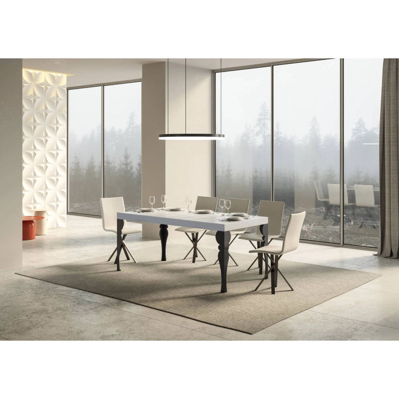 Tavolo allungabile 200/304x90 cm Paxon Premium telaio Antracite - Bianco Frassino