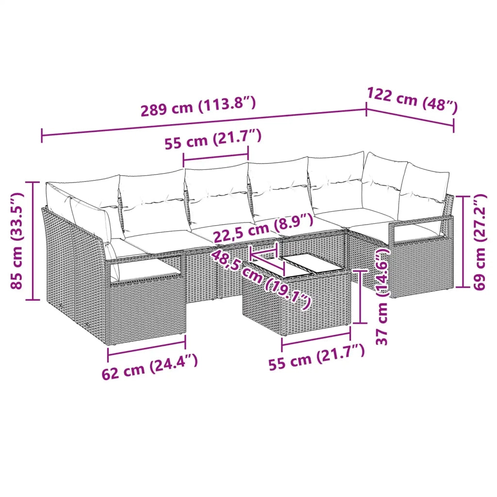 Set di divani 8 pcs Grigio polyrattan 3346305