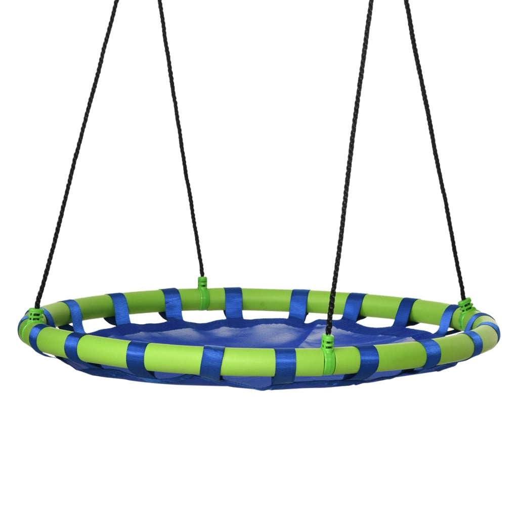 Altalena Nido per Bambini con Altezza Regolabile ¨C zephmum ¨C Blu e Verde ?100x120-180 cm