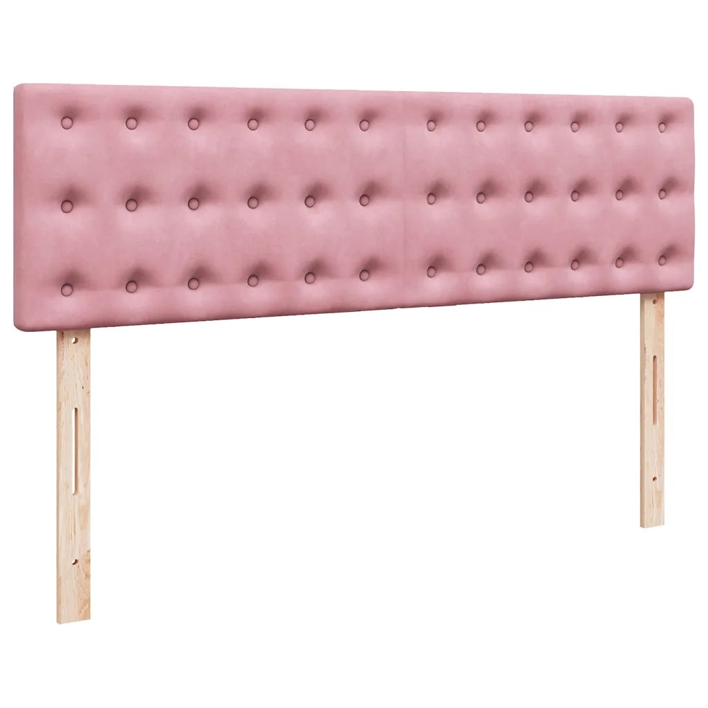 Struttura Letto Pouf con Materasso Rosa 160x200 cm in Velluto 3312781