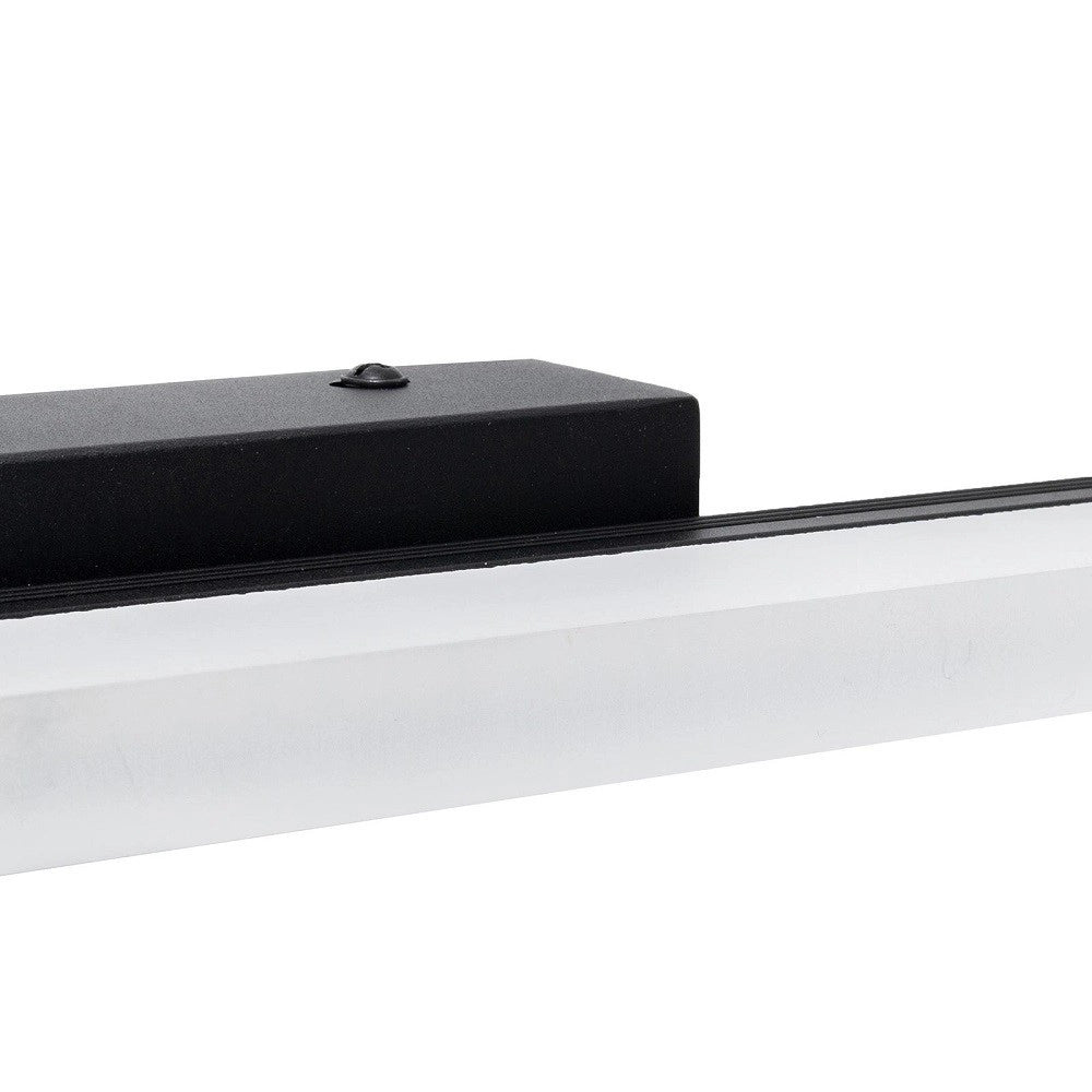 Trade Shop - Applique Moderno Nero Lampada Parete Led 9w 4000k Luce Specchio Bagno Vetro Satinato -