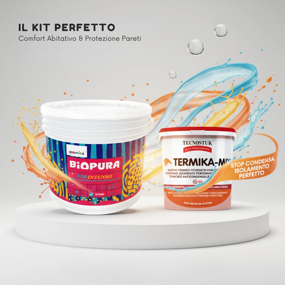 Kit pittura colorata pop intenso 2,5 l e additivo anticondensa termika-mix tecnostuk 1 l *** colore- rosso magnetico ...