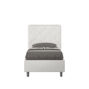 BS COM Letto singolo con rete imbottito 80x210 similpelle bianco