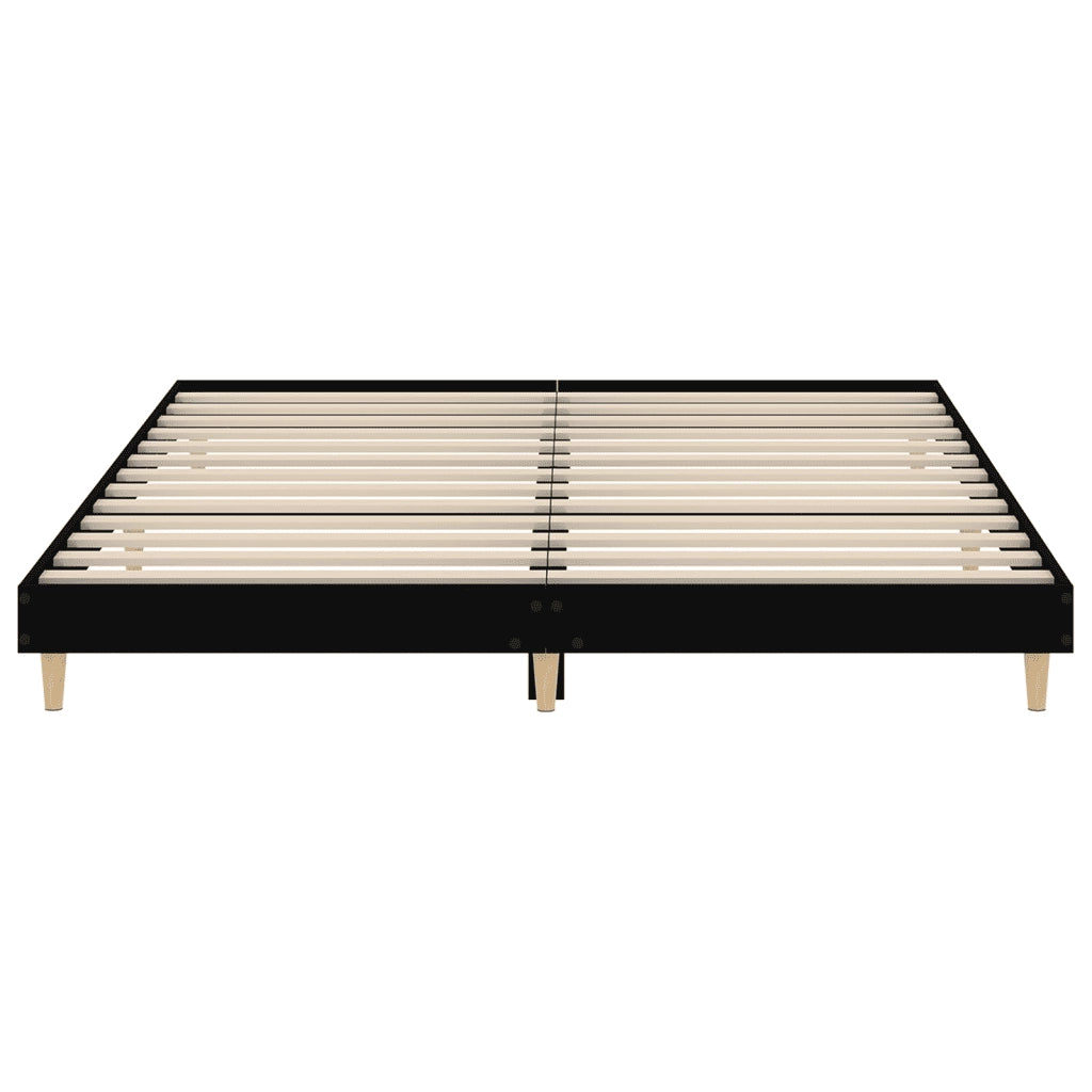 Letto matrimoniale | Letto per adulti | Giroletto Nero 200x200 cm in Legno Multistrato