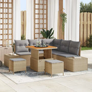 Set Divano da Giardino con cuscino 8 pcs Beige Poly Rattan