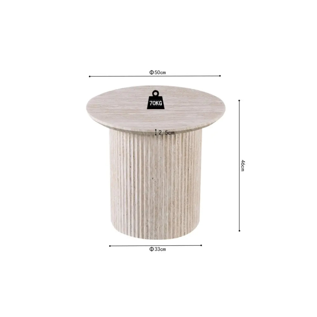 Table bassa VAGOS – Colore rovere chiaro – Tavolino rotondo Ø50 cm – MDF – Design moderno e naturale