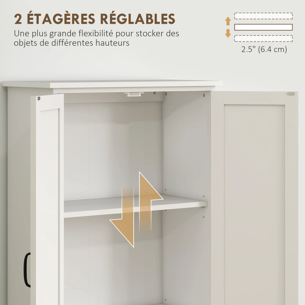 Credenza Armadio Cucina Contemporanea con 2 Ante e 3 Ripiani ¨C Minimal ¨C Bianco