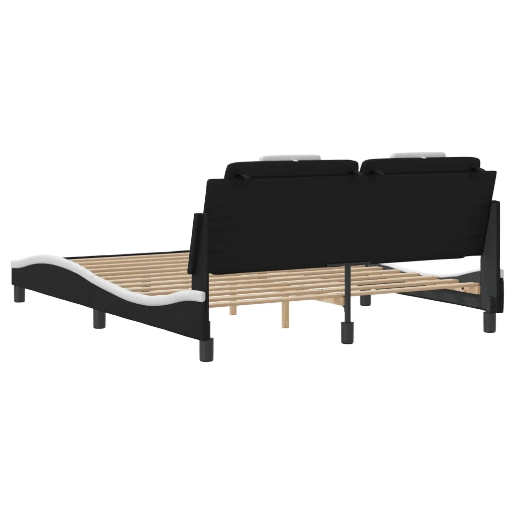 Giroletto Viana con LED senza Materasso Nero e Bianco 160x200 cm 3214034