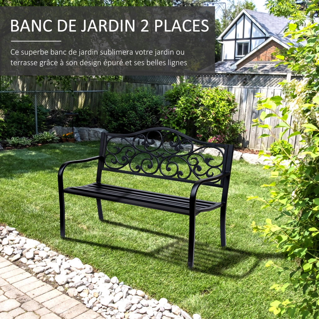 Panchina da giardino 3 posti ¨C Xylo ¨C metallo nero 127x60x85 cm
