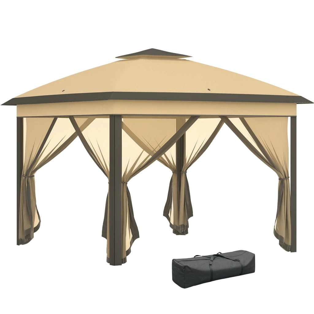 Gazebo Pieghevole con Zanzariera 3.3x3.3m ¨C Xylo ¨C Beige con Borsa