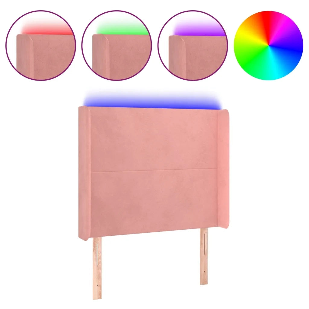 Testiera a LED-Testata con LED rosa 83x16x118/128 cm in Velluto 573323