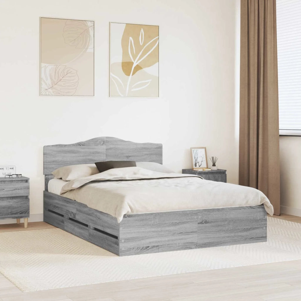 Letto matrimoniale | Letto per adulti | Struttura del letto con cassetto Grigio Sonoma 140 x 200 cm